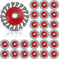 Tandefio 24 Pcs Wire Wheel Brush Wire Wheels with 5/8"-11 Threaded Arbor for 4 1/2 Angle Grinder Knotted Wire Cup Brush for Heavy Cleaning Rust Removal(Red,4 Inch)