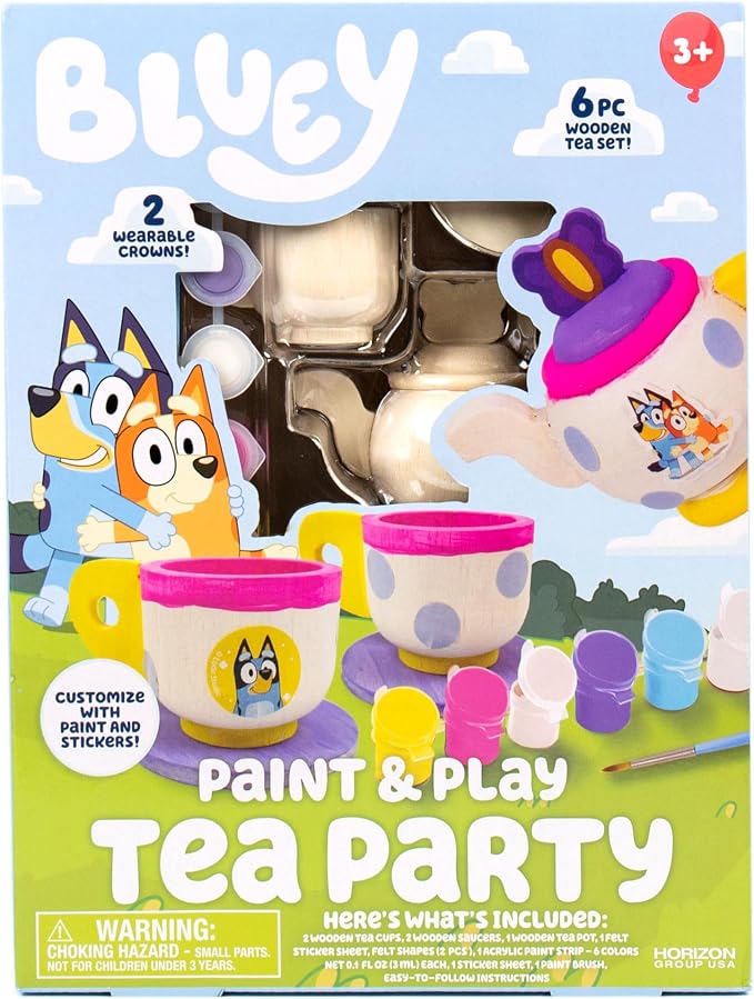 Bluey Paint & Play Tea Party, 6-Piece Wooden Tea Set, Customize - Image 8