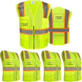 BeautyWill Custom Safety Vest Customized Logo Class 2 High Visibility Reflective Vest with Pockets Construction workwear