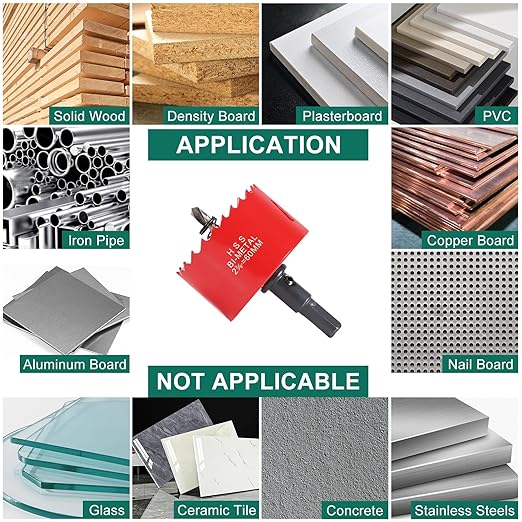 HYCHIKA 2-3/8 Inch/60mm Hole Saw,Bi-Metal Cutter Hole Max Cutting Depth 32mm with 1 Arbor Drill Bit for Wood Cutting Cornhole Plastic Drywall Boards Fiberboard