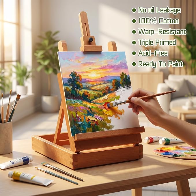 8x10 Canvas Boards for Painting, Primed Cotton Panels, 5 Pack | Pre-Primed - Image 2