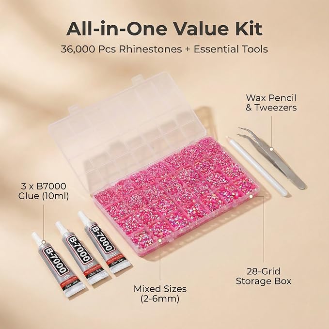 36000Pcs Hot Pink AB Rhinestones - Image 2