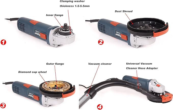 Expert Surface Grinding Dust Shroud for Angle Grinder, Universal 5-Inch + Diamond grinding cup wheel Dt1701-125D
