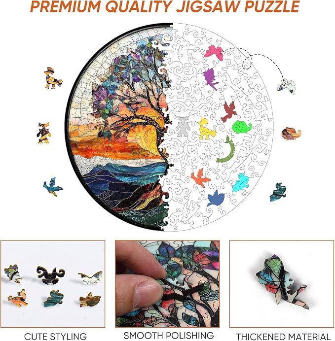 Bodhipnjoy Tree of Life Wooden Puzzles, Stained Glass Tree Jigsaw Puzzles 200 - Image 3