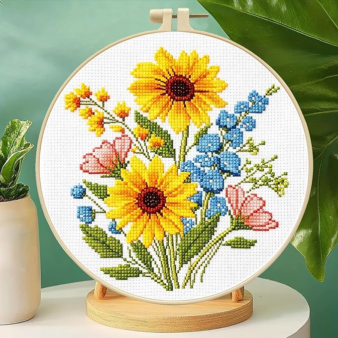Zhenqing Sunflower Bouquet Cross Stitch Kit - Image 2