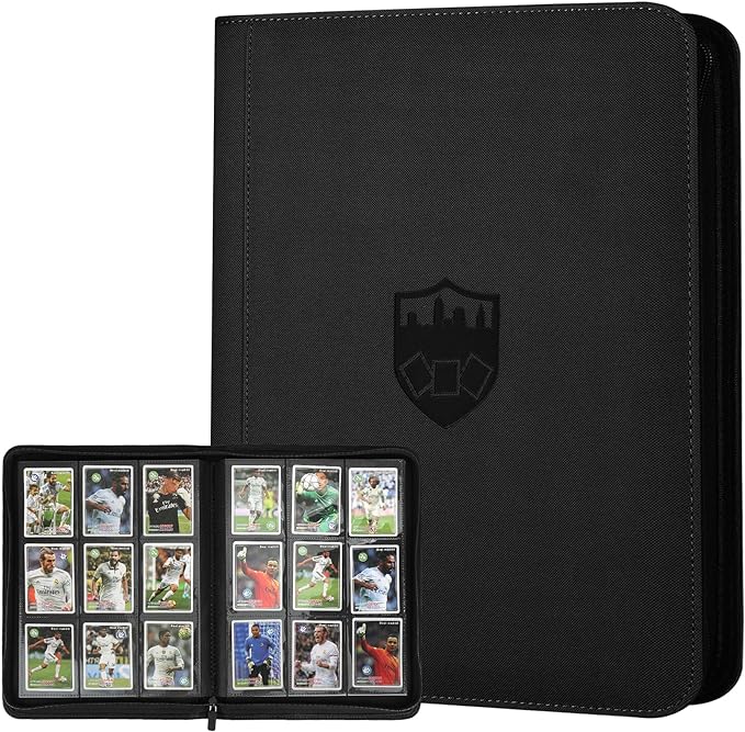 360 Cards Ringless 9-Pocket Side Loading Trading Card Binder, PU Zipper Fixed by GERMUN