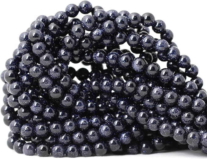 60PCS 6mm Natural Blue Sandstone Gemstone Round Loose Beads Stone Beads by CHEAVIAN