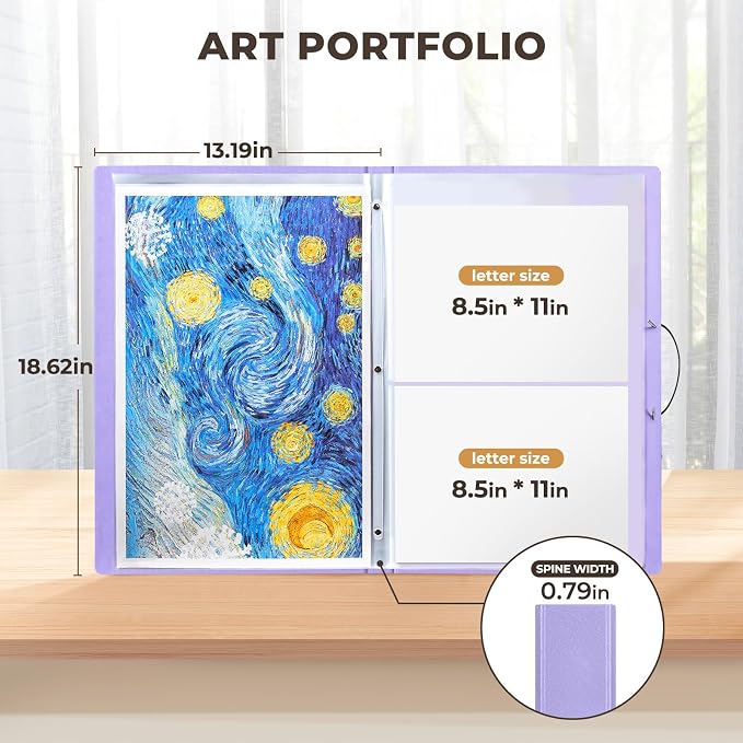 JoyCat 12 x 18 Art Portfolio Binder, 40 Acid-Free Clear Pockets Art Folder - Image 2