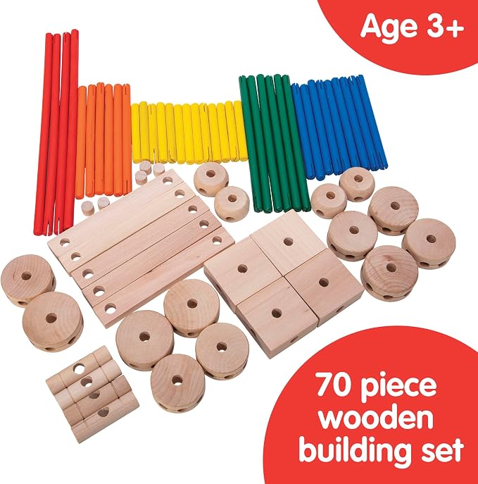 Schylling MKT Super Makit Classic Wood Construction Toy, 3+ years - Image 2