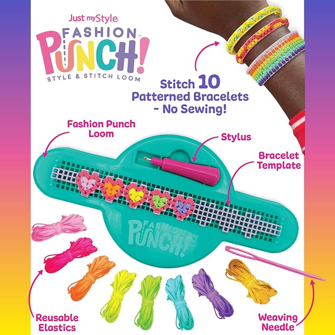 Just My Style Fashion Punch Style & Stitch Loom, Friendship Bracelet Kit - Image 4