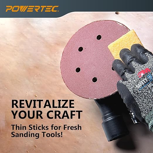 POWERTEC Abrasive Cleaning Stick 8-1/2" 1PK & Natural Rubber Glue Eraser 5PK for Sanding Belts & Discs | Woodworking Shop Tools for Sanding Perfection