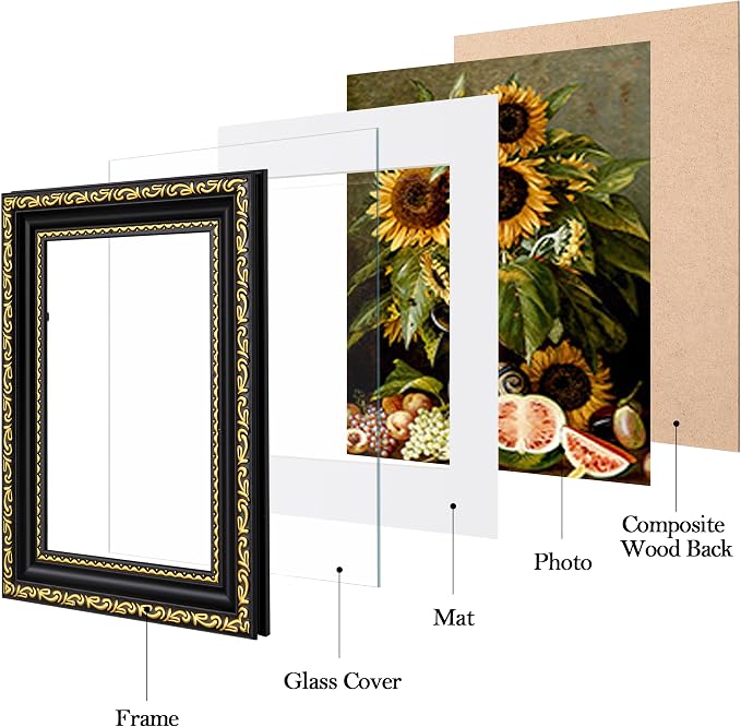 eletecpro 5x7 Vintage Picture Frame, Glass Cover, Horizontal or Vertical - Image 2