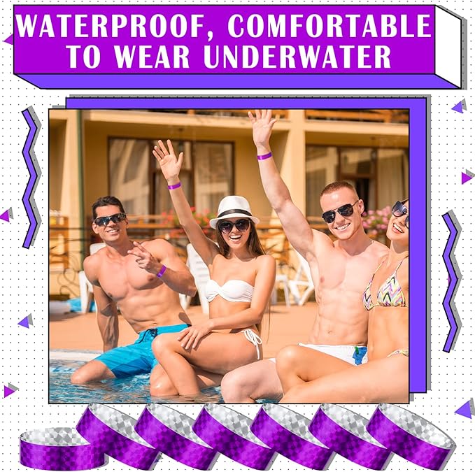 Epakh Paper Wristbands Neon Wrist Bands Waterproof Handbands for Events Lightweight Concert Wristbands Neon Colored Adhesive Wrist Band for Party