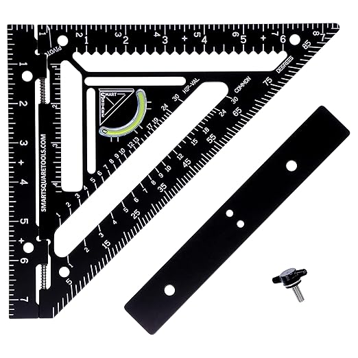 7.5" Advanced Carpenter Square w SmartBubble - Jig Block - Accurate Flatwork - Repetitive Markings (Midnight)