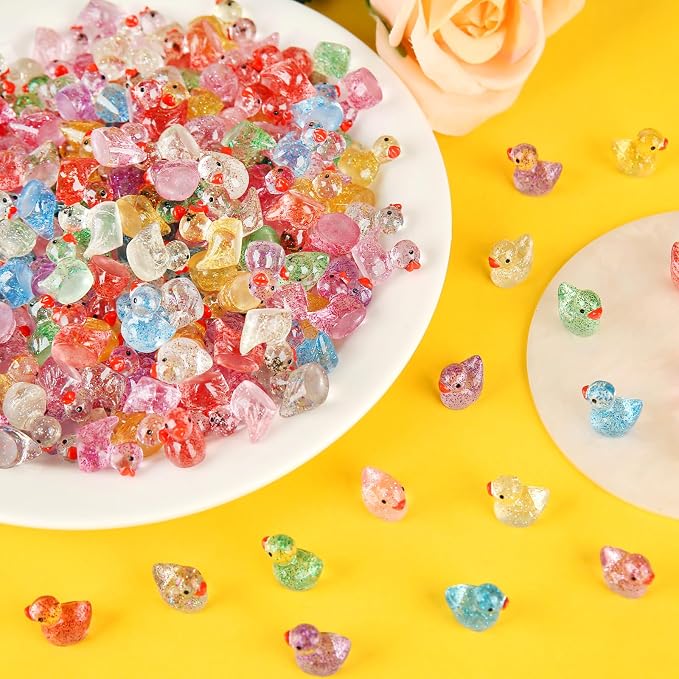 240 Pcs Glitter Mini Resin Ducks, Colorful Tiny Small Plastic Ducks Figures to - Image 5