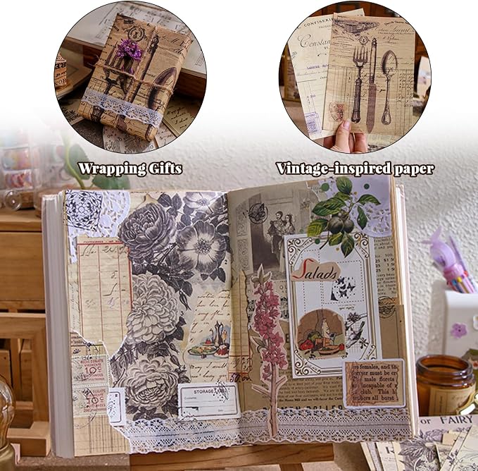 120Pcs Vintage Scrapbook Paper Kit - Image 5