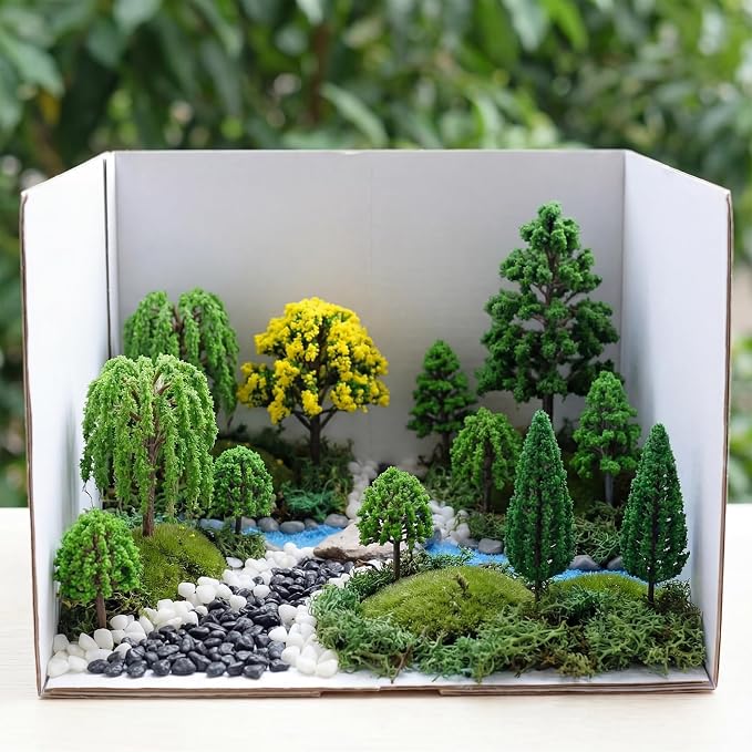 MiniInflat 34 Pcs Diorama Supplies Kit Artificial Model Trees Rainforest - Image 4
