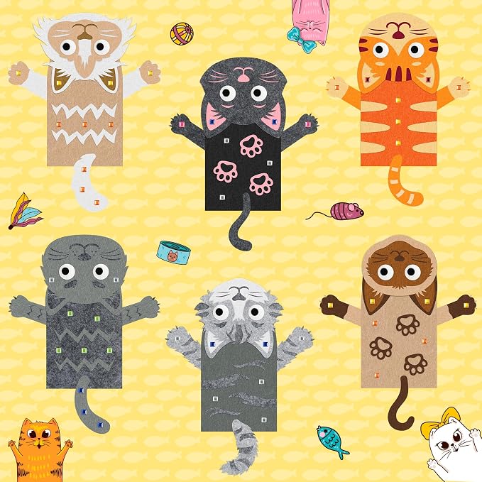 WATINC 6Pcs Hand Puppet Making Kit, Art Craft Felt Sock Puppet Toys, Creative - Image 4