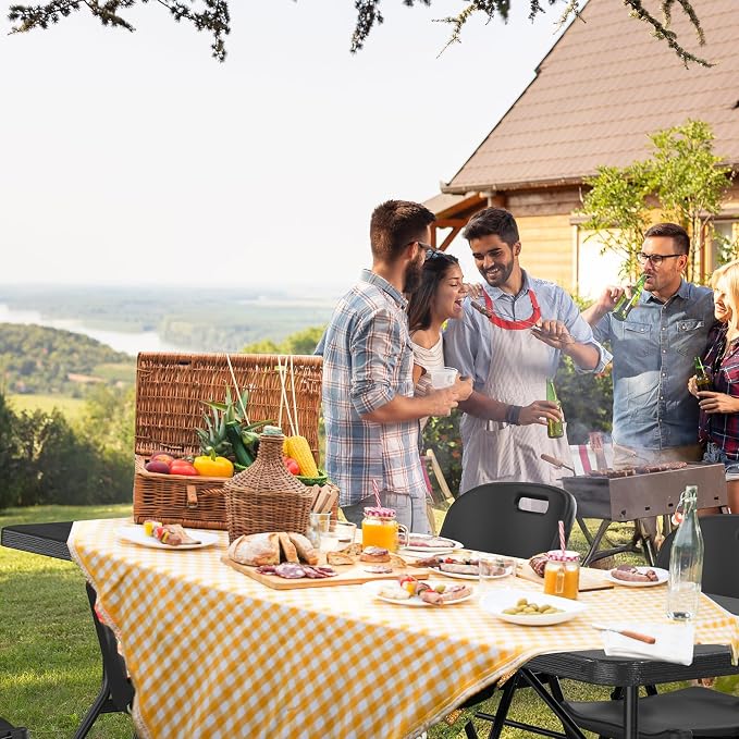 VINGLI 8 Foot Plastic Folding Table Portable Long Table - Image 6