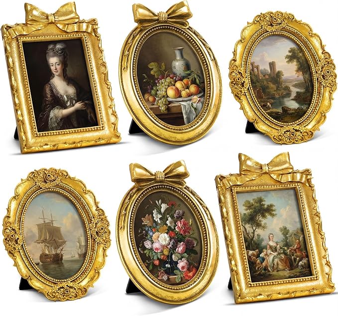 Vicenpal 9 Pcs Tiny Picture Ornate Frames 4 x 6 Inch Small Vintage Oval Picture by Vicenpal