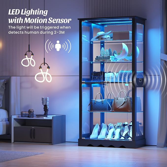 Dystler Display Cabinet with Glass Doors, RGB Lights - Image 4