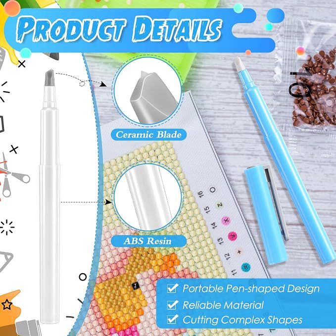 2 Pcs Ceramic Blade Cutter Pen, DIY Diamond Painting Release Paper Craft Knife - Image 6