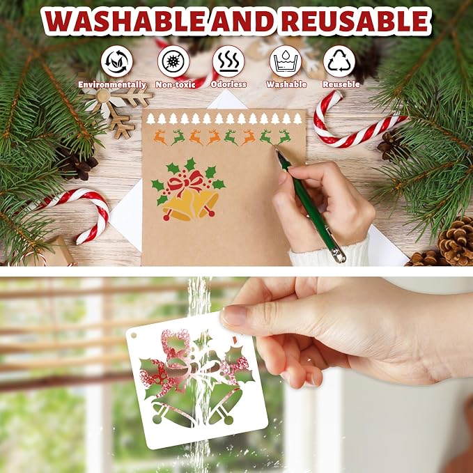 72 PCS 3x3 Inch Christmas Stencils - Image 4