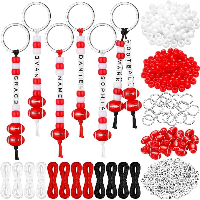 Landical 564 Pcs Football Keychain Making Kit DIY Red Football Bead Key Chain by Landical