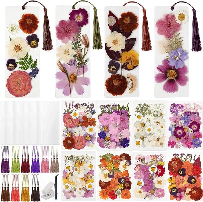 344 Pcs Pressed Flower Bookmark Making Kit | 50 Laminating Pouches by Unknown