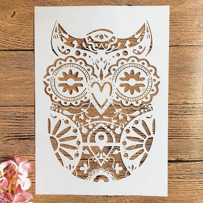 TIAMECH A4 Reusable Mandala Owl Stencil by TIAMECH