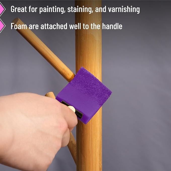 Bates- Foam Paint Brushes, 16 Pack, Violet Sponge Brushes - Image 4