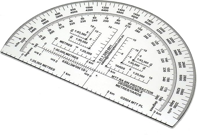 Degrees Mils Meters Yards Protractors
