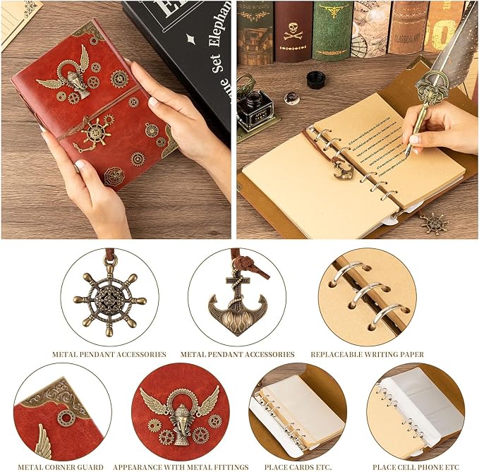 NC Feather Pen Ink Set, with Quill Pen, 5 Replaceable Nibs, Pen Holder - Image 3