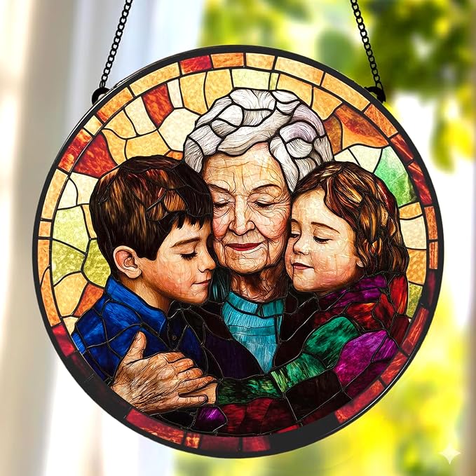Personalized Grandma Stained Glass Sun Catcher, Custom Photo Family Portrait - Image 6
