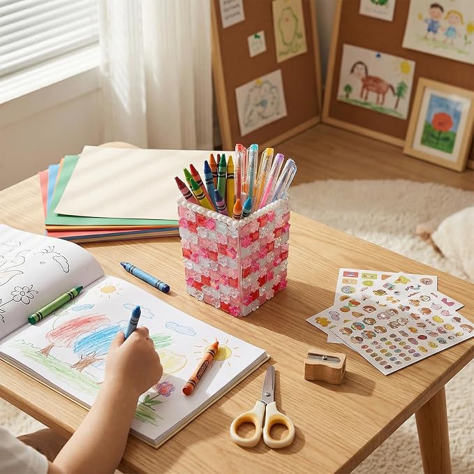 shuielai Mosaic Pen Holder Kit, Acrylic Tile Craft Set Creates Desk Organizer - Image 4