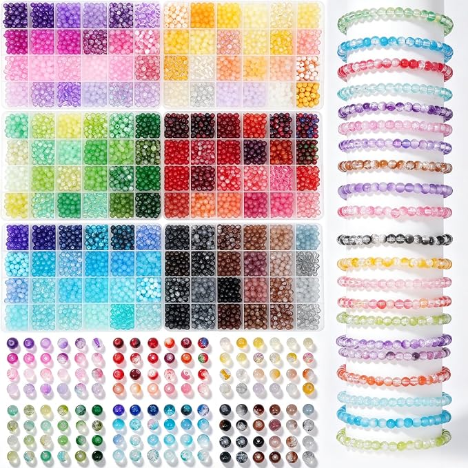 Gaspletu 7200PCS 6mm Glass Beads Bracelet Making Kit, 144 Colors Crystal Beads by Gaspletu
