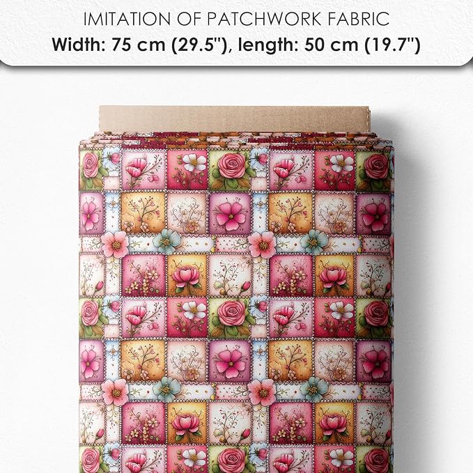 ‍ Pink Fairy Patchwork Cotton Fabric Panel – 6 Designs + Bonus Patchwork Sheet - Image 7