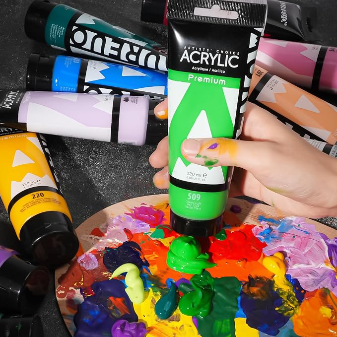 AUREUO Emerald Green Acrylic Paint, 4 Fl Oz / 120ml Single Tube, Rich Pigment - Image 7