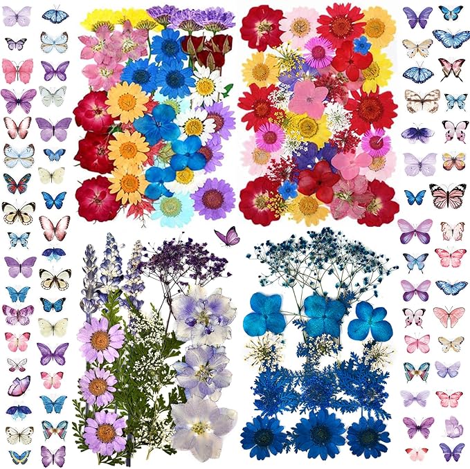 152 Pcs Dried Pressed Flowers for Resin and Nails, Real Natural Flowers Leaves by LUCISKY