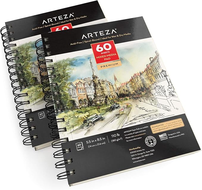 ARTEZA Mixed Media Sketchbook, 5.5 x 8.5 Inches, 60 Sheets, Micro-Perforated - Image 9