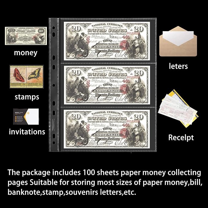 Uncle Paul 300 Pockets Banknote Sleeves 100 Sheets Currency Holder | Uncle Paul - Image 3