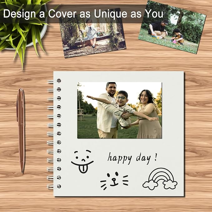 DIY Scrapbook Album 8x8 Inch, Hardcover Kraft Paper Scrap Book Photo Album - Image 5