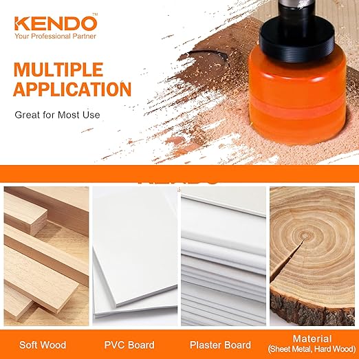 KENDO Bi-Metal Hole Saw Kit in Case, 26-Piece Hole Saw Set with 3/4" to 2-1/2", Arbor, Hex Wrench, High-Strength Carbide Steel, Hole Saw Set for Metal, PVC Board, Wood and Plywood
