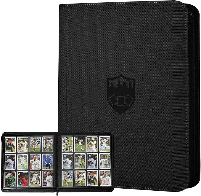 12 Pocket Ringless Side Loading Trading Card Binder, 720 Cards PU Fixed Page by GERMUN