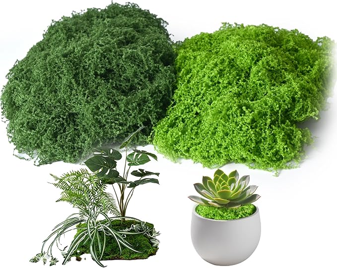 Fake Moss for Plants Indoor, 7OZ Dual-Color Artificial Moss for Crafts by Unknown