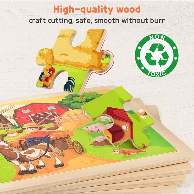 SYNARRY Large Animals Wooden Puzzles - Image 4
