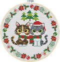 Awesocrafts Cross Stitch Kits Two Christmas Kittens 11CT Stamped Patterns Easy by Awesocrafts