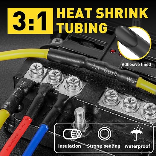 haisstronica Non Insulated Wire Connectors Kit 560 PCS - AWG 22-10 Tinned Copper Electrical Crimp Terminals with 3:1 Heat Shrink Tubing for Automotive, Marine, Industrial Wiring