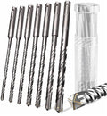 KSP-TEC® | Carbide - Cross Tipped SDS-Plus Rotary Hammer Drill and Chisle Bit Set with Storage Case for Masonry, Concrete, Brick, Stone