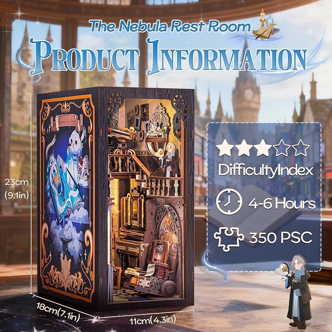 Fsolis Book Nook Kit, 3D Wooden Puzzles - Image 3